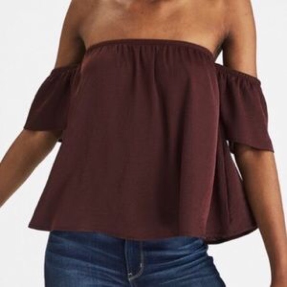 American Eagle Outfitters Tops - American Eagle Silk Off The Shoulder Shirt